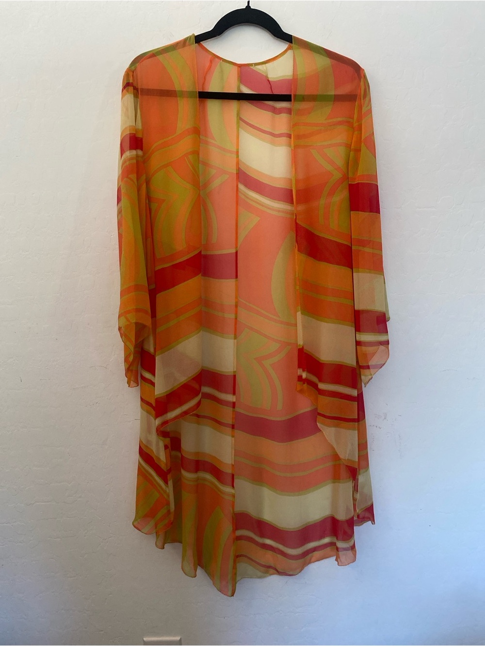 Coldwater Creek Sheer Orange Multi-Stripe Coverup